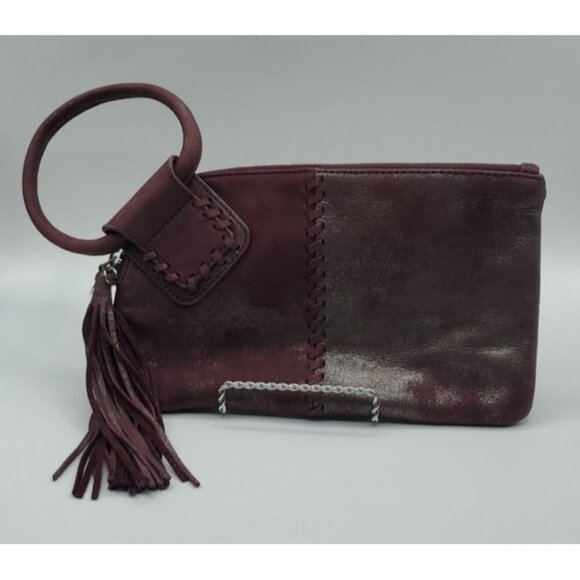 HOBO INTERNATIONAL Sable Wristlet Tassel  PLUM GRAPHITE Wallet Clutch $138 - Picture 1 of 10